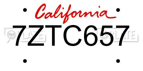 7ZTC657 California License Plate