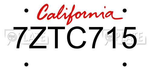 7ZTC715 California License Plate