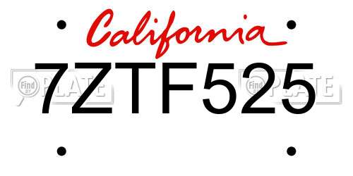 7ZTF525 California License Plate