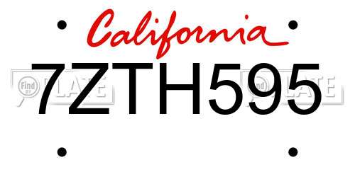 7ZTH595 California License Plate