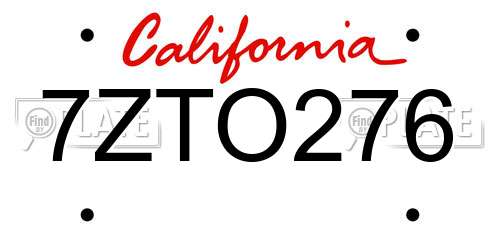 7ZTO276 California License Plate