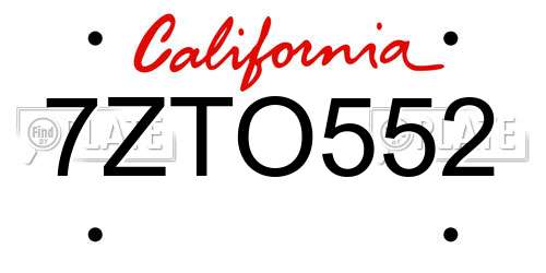 7ZTO552 California License Plate