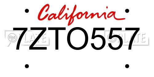 7ZTO557 California License Plate