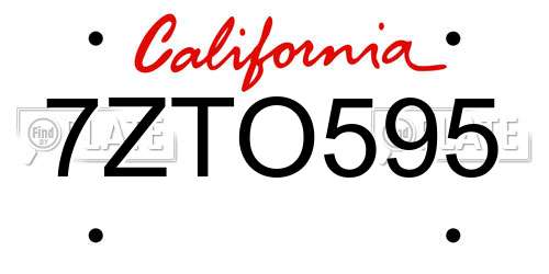 7ZTO595 California License Plate