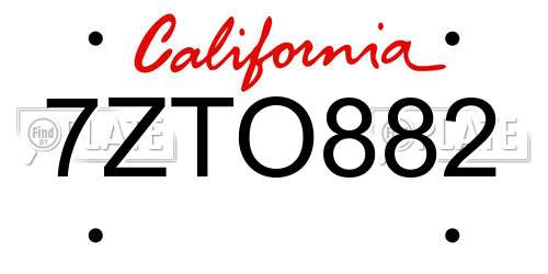 7ZTO882 California License Plate