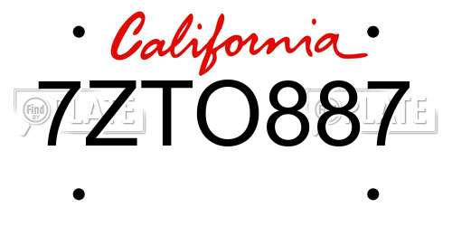 7ZTO887 California License Plate
