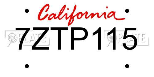 7ZTP115 California License Plate