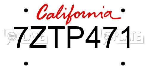 7ZTP471 California License Plate