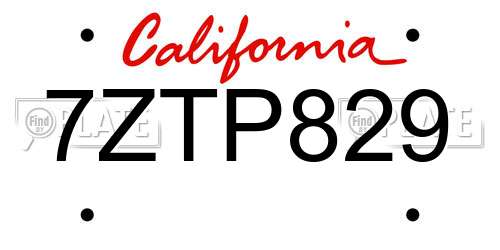 7ZTP829 California License Plate