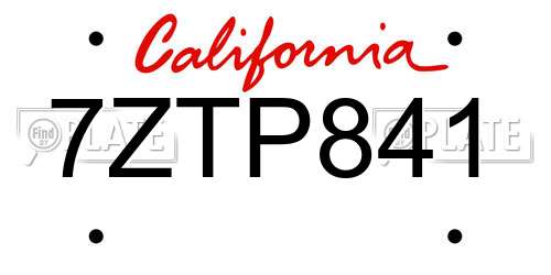 7ZTP841 California License Plate