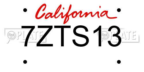 7ZTS13 California License Plate