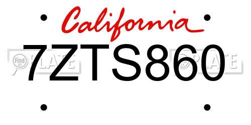 7ZTS860 California License Plate