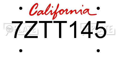 7ZTT145 California License Plate