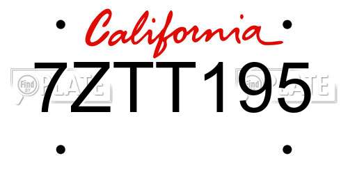 7ZTT195 California License Plate