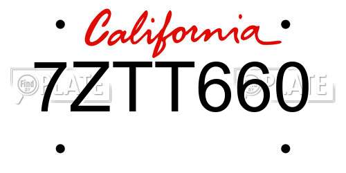 7ZTT660 California License Plate
