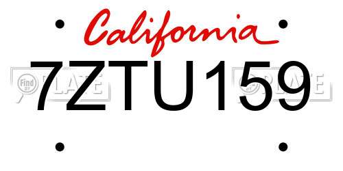 7ZTU159 California License Plate