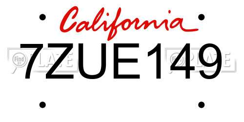 7ZUE149 California License Plate
