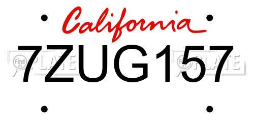 7ZUG157 California License Plate