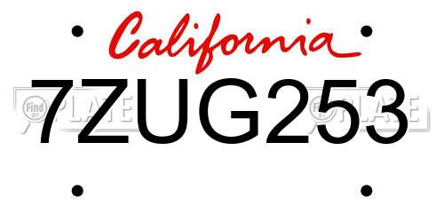 7ZUG253 California License Plate