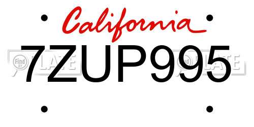 7ZUP995 California License Plate