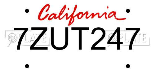 7ZUT247 California License Plate
