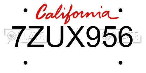 7ZUX956 California License Plate