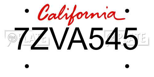 7ZVA545 California License Plate