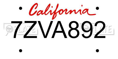7ZVA892 California License Plate