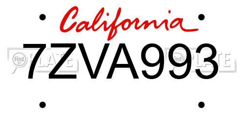 7ZVA993 California License Plate