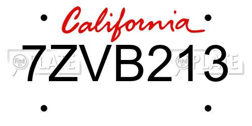 7ZVB213 California License Plate
