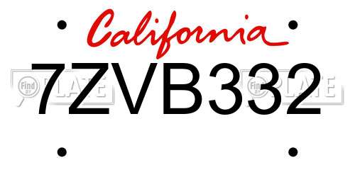 7ZVB332 California License Plate