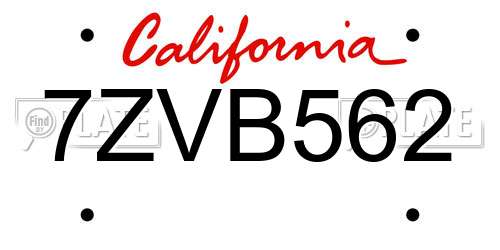 7ZVB562 California License Plate