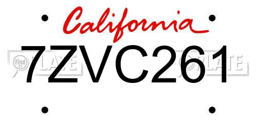 7ZVC261 California License Plate