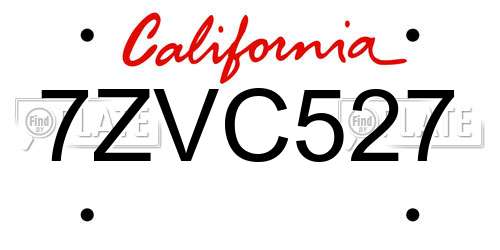 7ZVC527 California License Plate