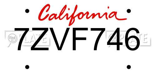 7ZVF746 California License Plate