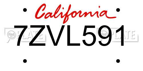 7ZVL591 California License Plate