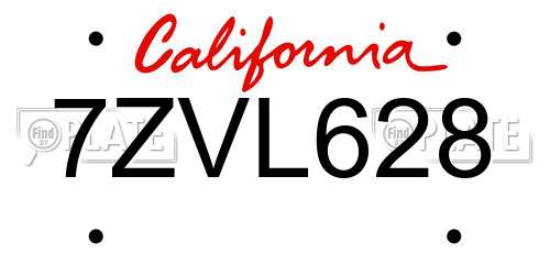 7ZVL628 California License Plate