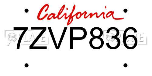 7ZVP836 California License Plate