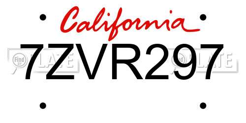 7ZVR297 California License Plate