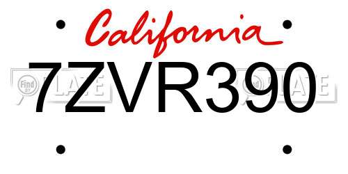7ZVR390 California License Plate