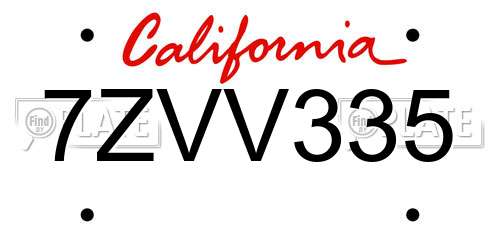7ZVV335 California License Plate