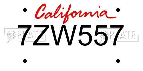 7ZW557 California License Plate