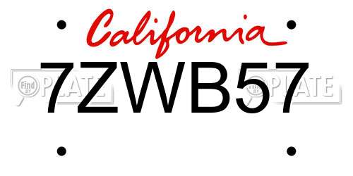 7ZWB57 California License Plate