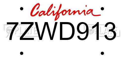 7ZWD913 California License Plate