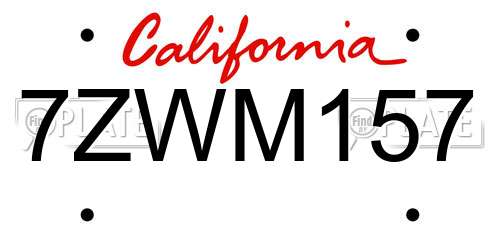 7ZWM157 California License Plate