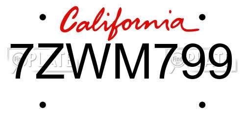 7ZWM799 California License Plate