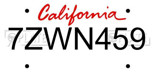 7ZWN459 California License Plate
