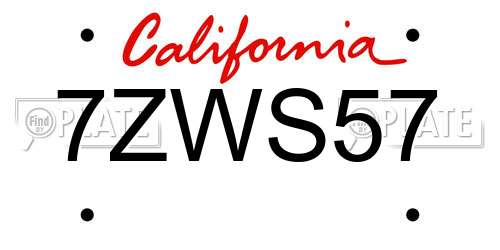 7ZWS57 California License Plate