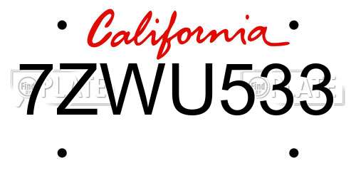 7ZWU533 California License Plate