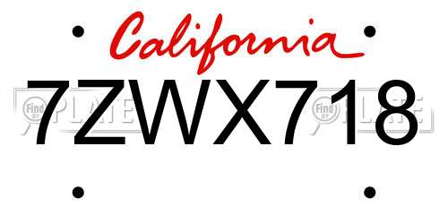 7ZWX718 California License Plate
